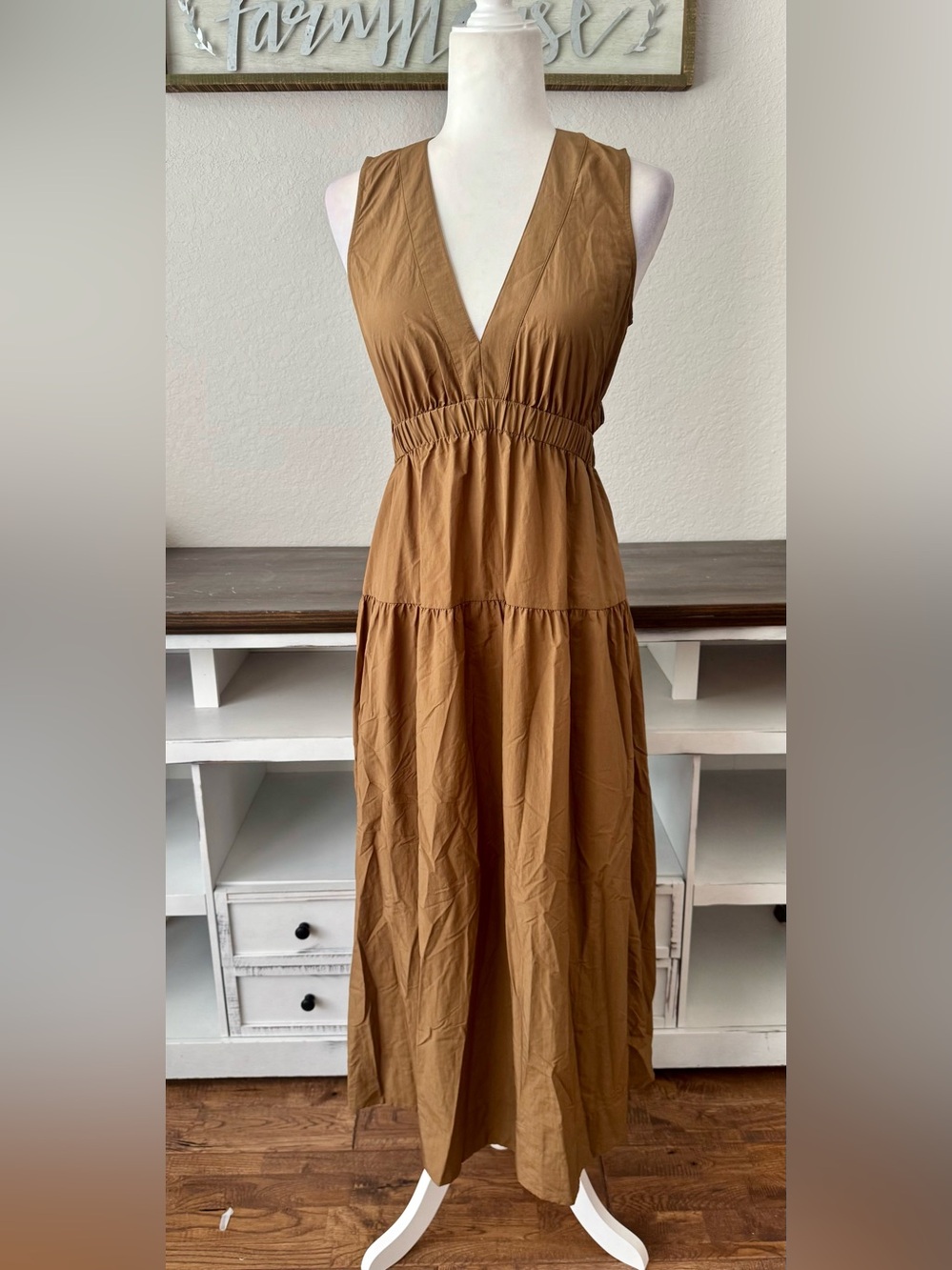 NWT Rails Genevieve Cutout Tiered Sundress Maxi Sepia Women's SIze S